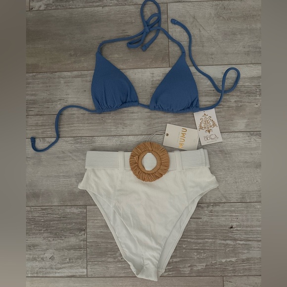 BECCA Other - BECCA Top and MUMU White Swim Bottom with Belt. Same Fabric. Size Small NWT